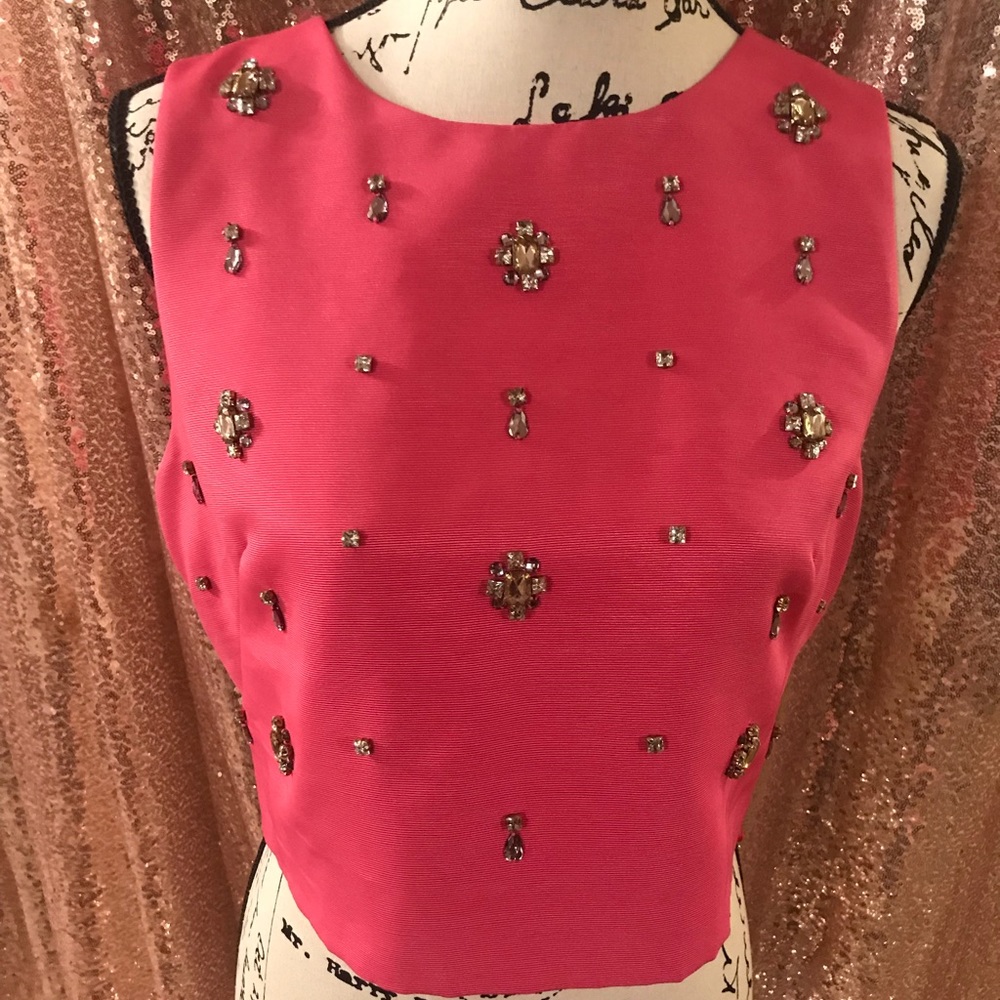 Pink Diamond Detail Crop Top